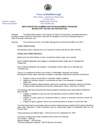 mandatory water use restriction