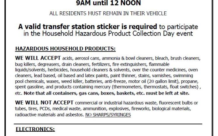 household hazardous product collection day