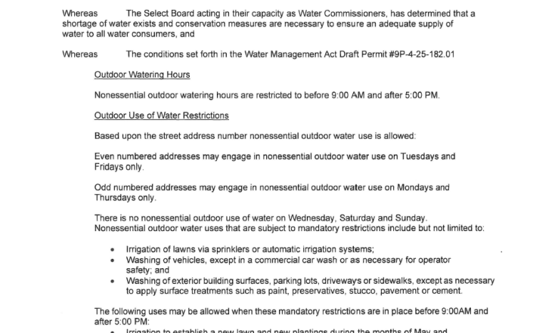 mandatory water use restriction